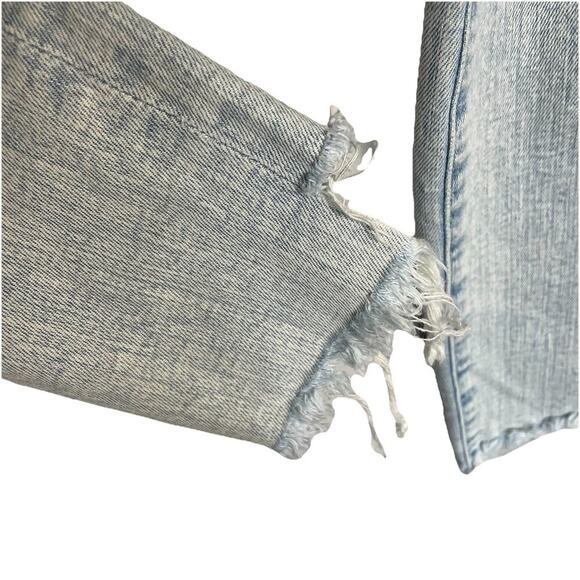 Mother The Stunner Zip Ankle Step Fray Jeans Womens 28x28 Lt Blue Distressed - Picture 8 of 16